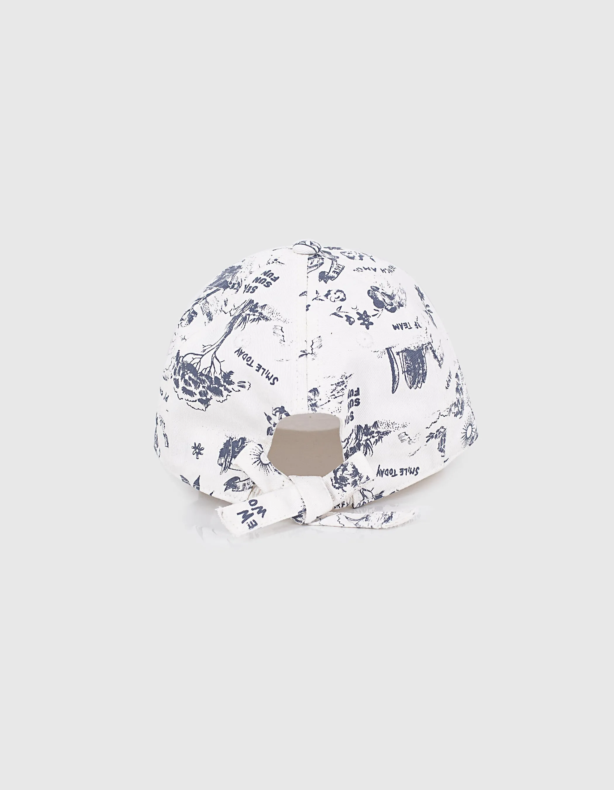 Casquette écrue imprimé toile de Jouy fille