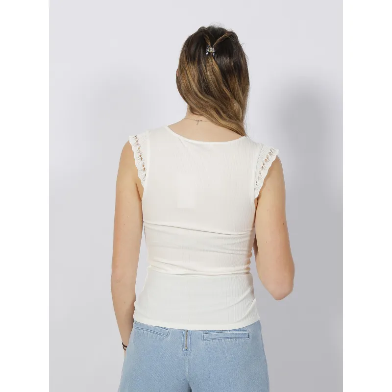 Débardeur côtelé manches maille blanc femme - Salsa | wimod