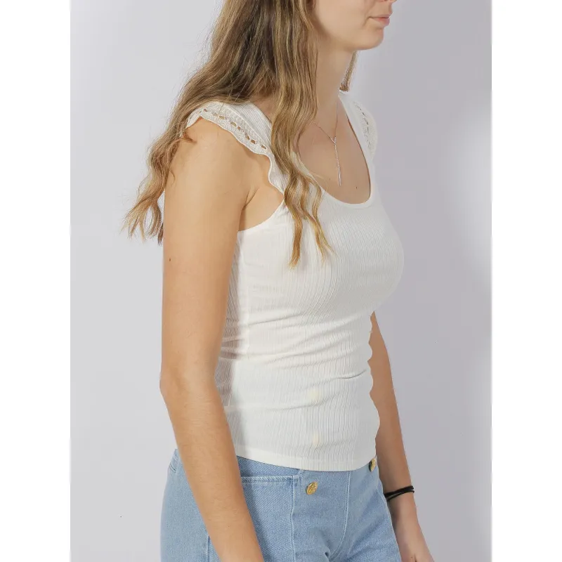 Débardeur côtelé manches maille blanc femme - Salsa | wimod