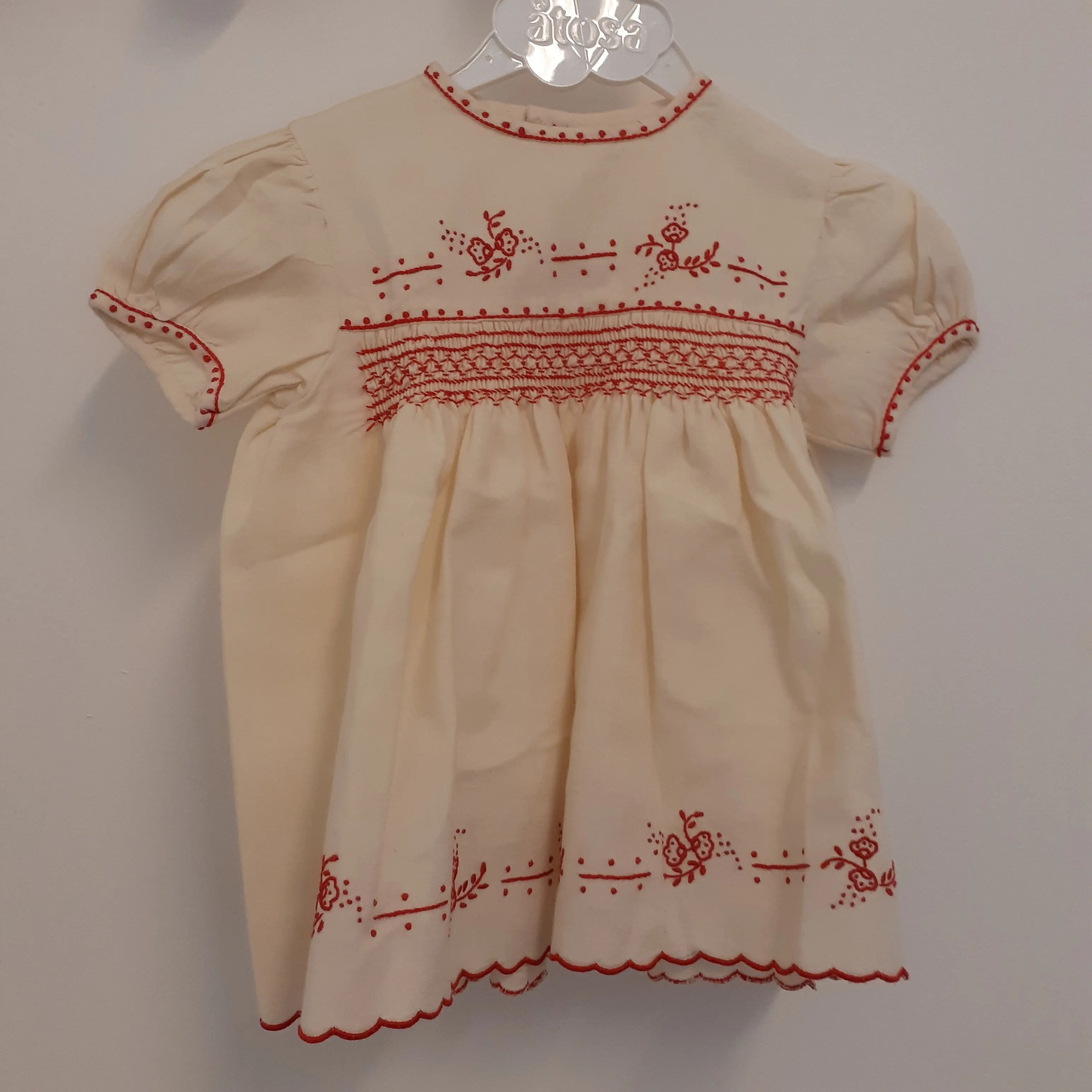 Ensemble en coton pour bébé - veste + robe - brodé à la main - année 50 - style vintage