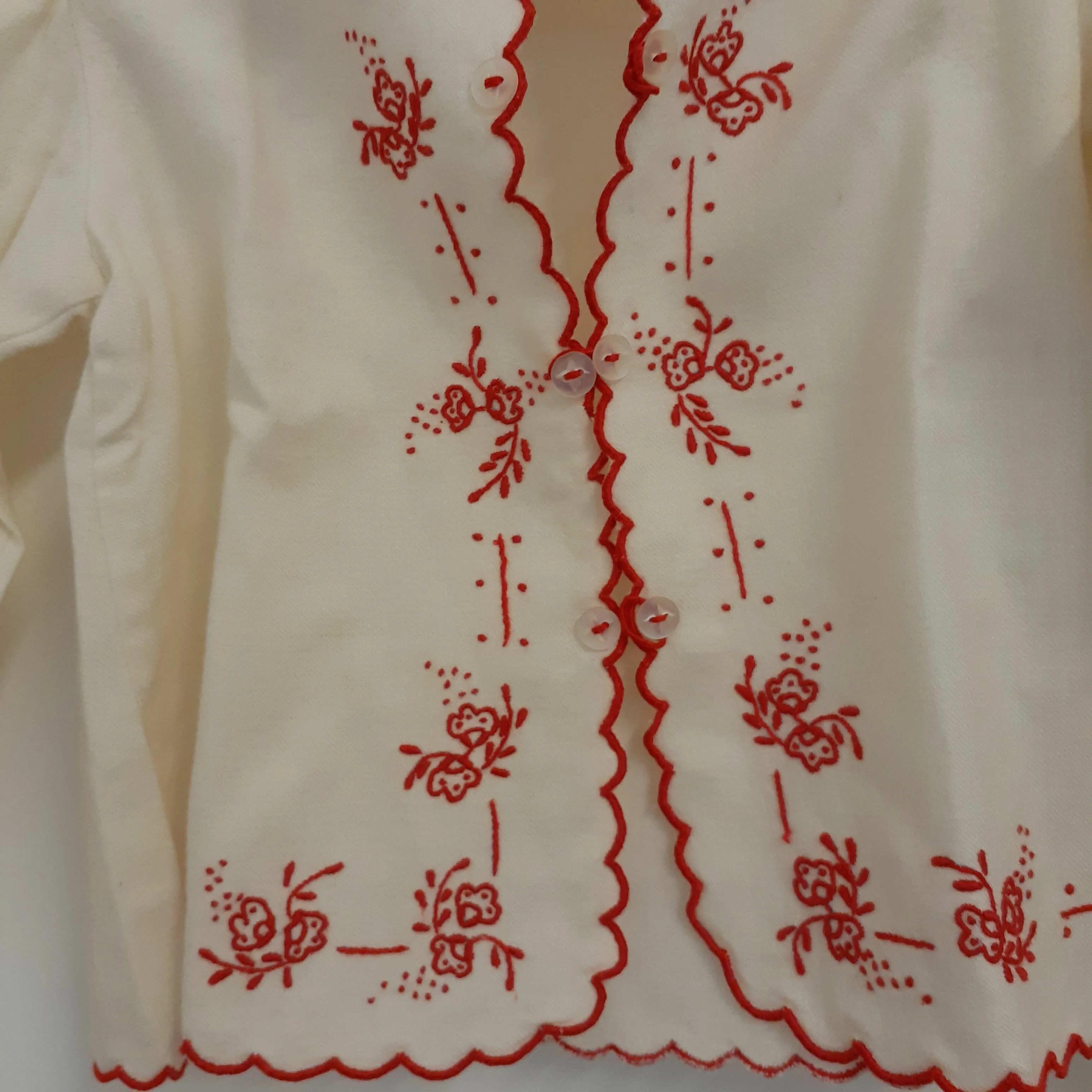 Ensemble en coton pour bébé - veste + robe - brodé à la main - année 50 - style vintage