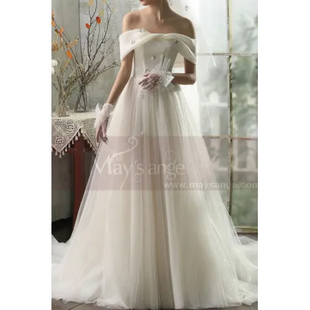 Magnifique Robe De Mariée Princesse Duchesse Décolleté Tulle