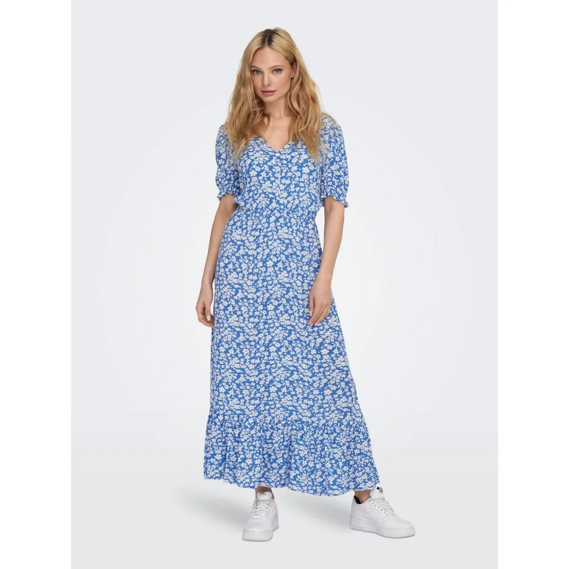 ONLCHIANTI - Robe longue avec taille élastiquée bleu en viscose | 3 Suisses