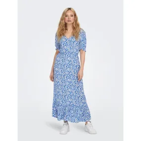 ONLCHIANTI - Robe longue avec taille élastiquée bleu en viscose | 3 Suisses