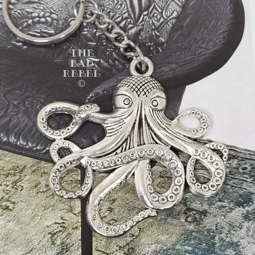 Original porte cles homme !! octopus !! en laiton metal argente t.8cm x 6cm the bad rebel collection the age of bronze