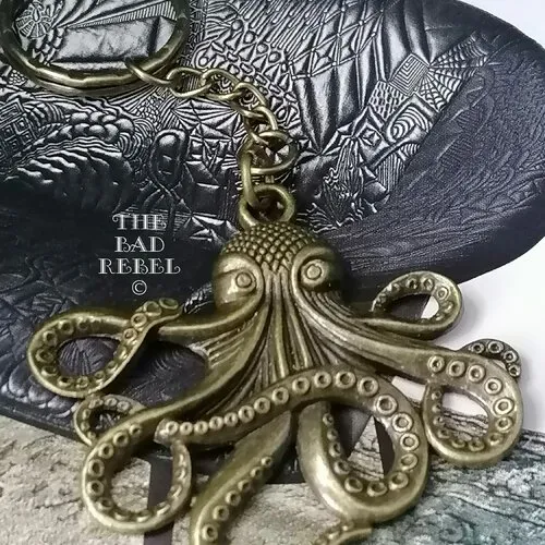 Original porte cles homme !! octopus !! en laiton metal bronze t.8cm x 6cm the bad rebel collection the age of bronze