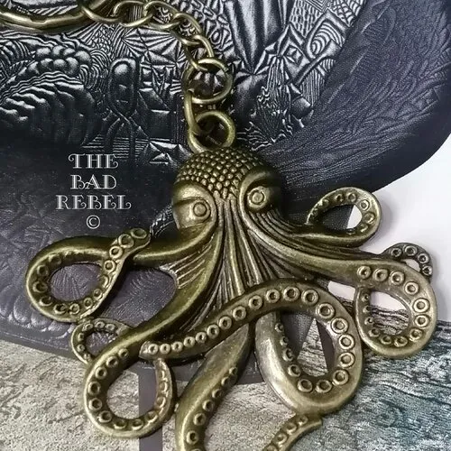 Original porte cles homme !! octopus !! en laiton metal bronze t.8cm x 6cm the bad rebel collection the age of bronze