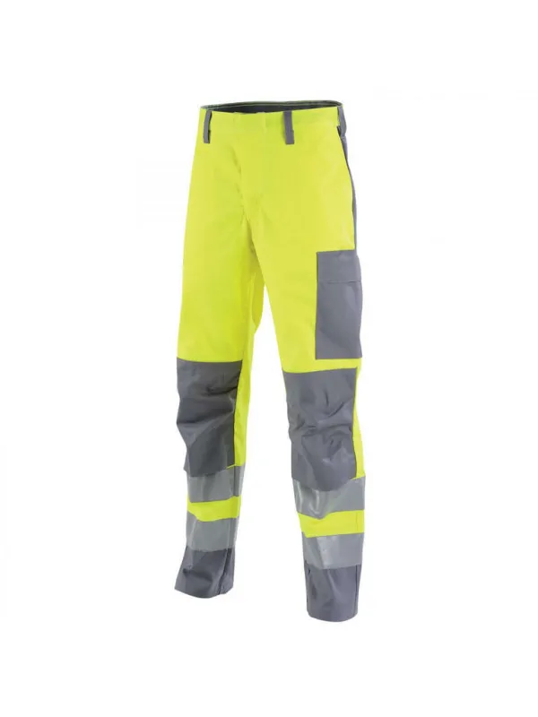 Pantalon de travail Hivi jaune fluo et gris acier mars