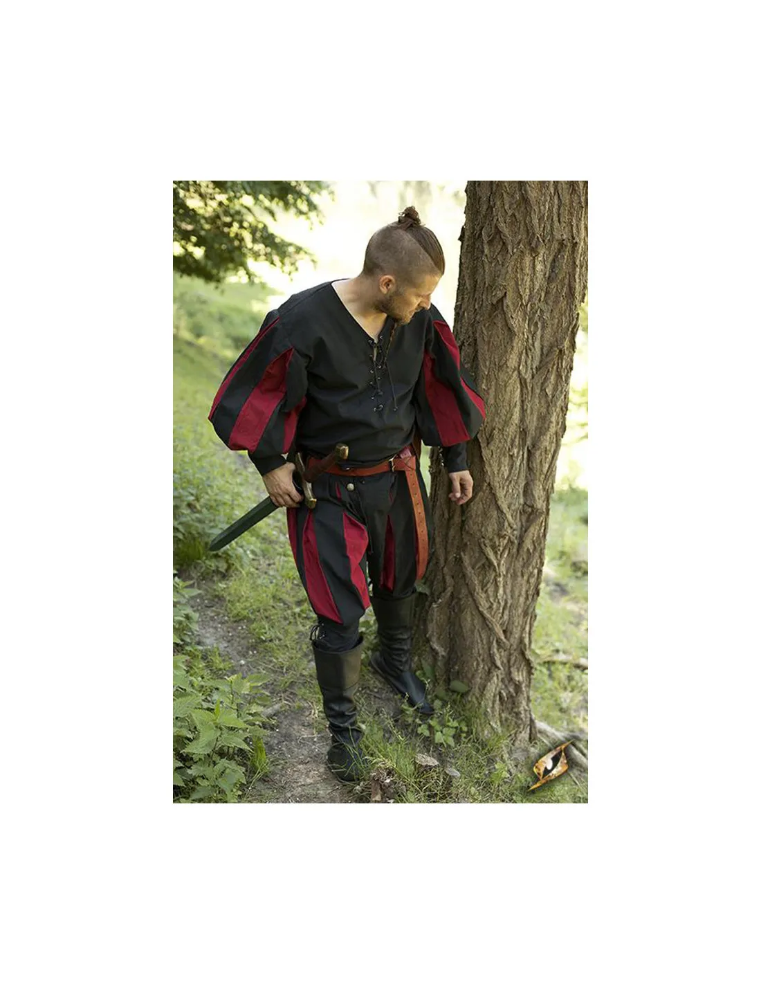 Pantalon mercenaire Lansquenet, noir-rouge ⚔️ Boutique Épées