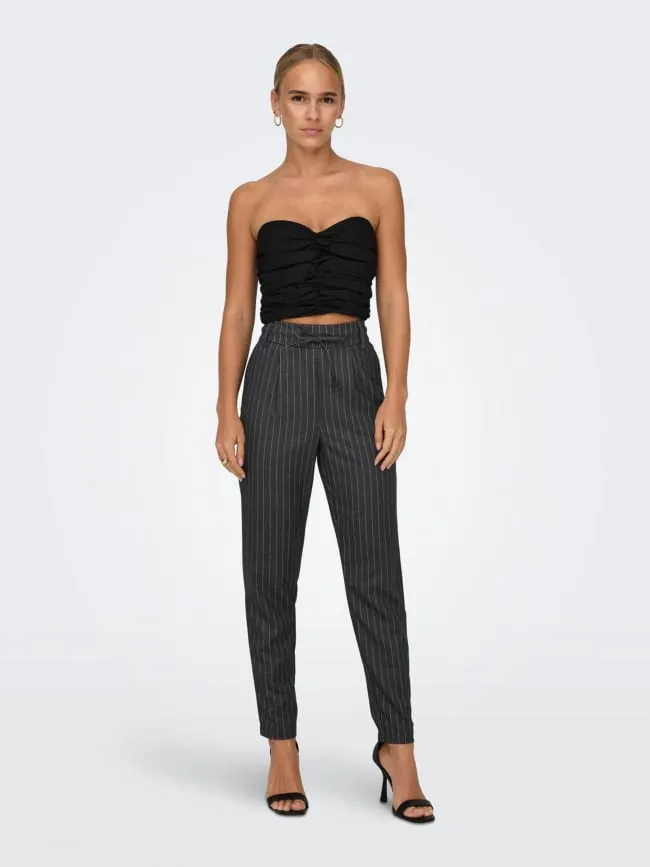 Pantalon rayé pop trash naja gris femme - Only | wimod