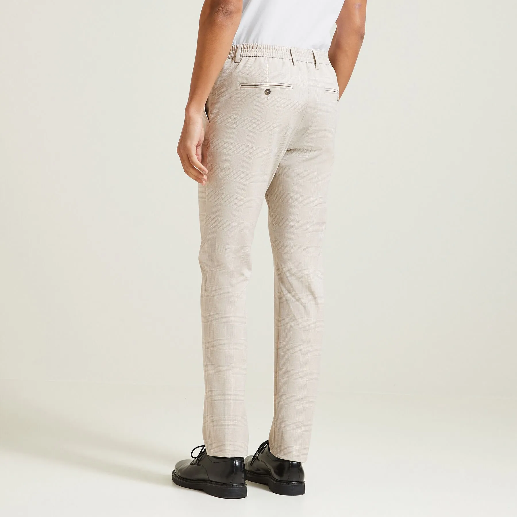 Pantalon slim à carreaux bi-stretch Beige | Jules