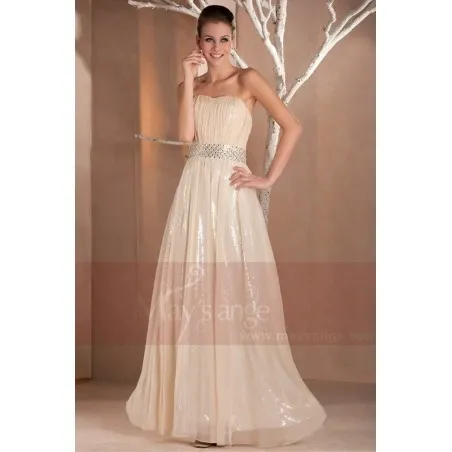 Robe bustier longue Capucine tenue de soirée champagne-maysange