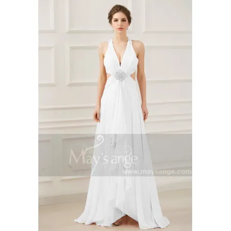 Robe Bustier Mariage Blanche Longue En Mousseline A Fleurs