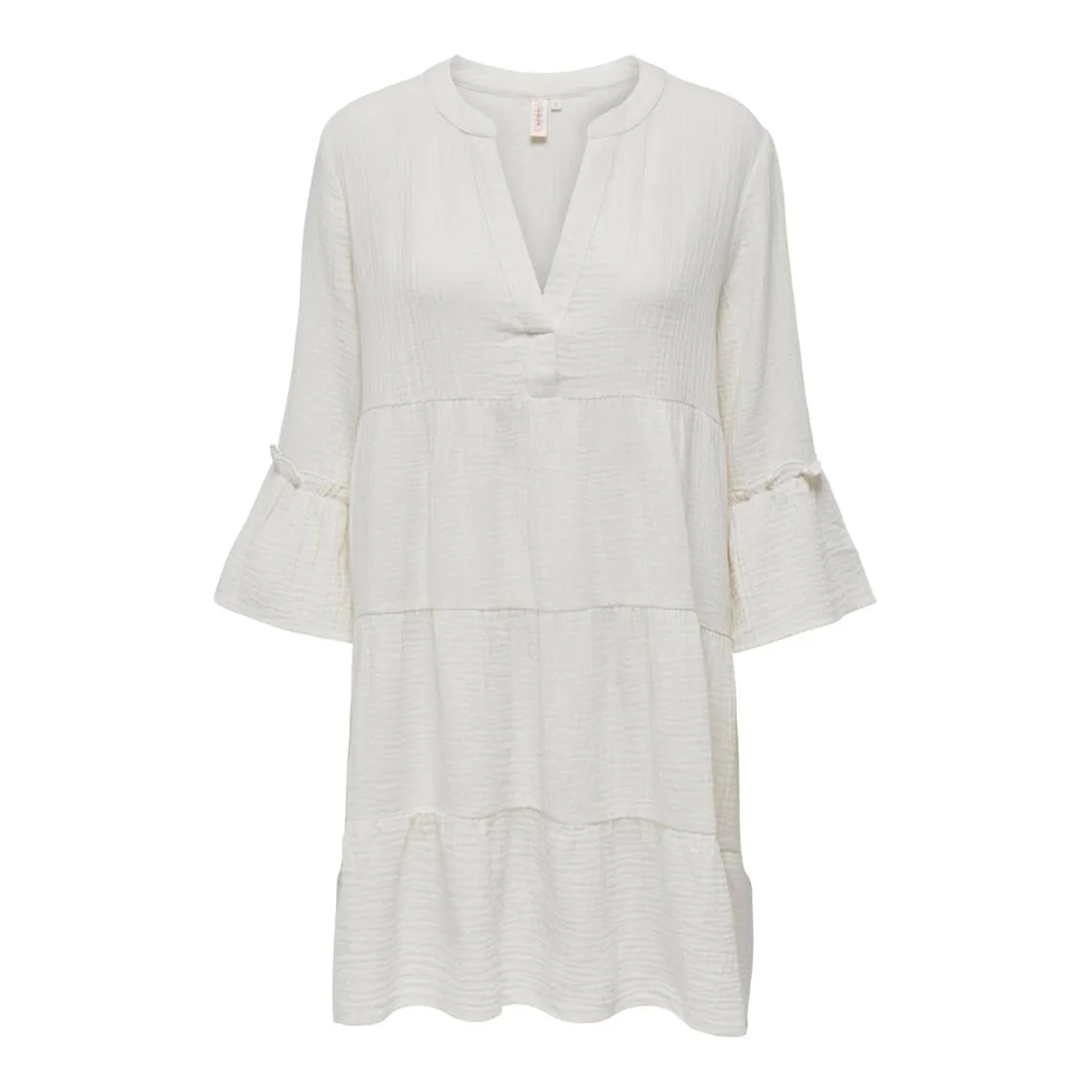 Robe courte manches 3/4 blanc en coton bio Ruby | 3 Suisses