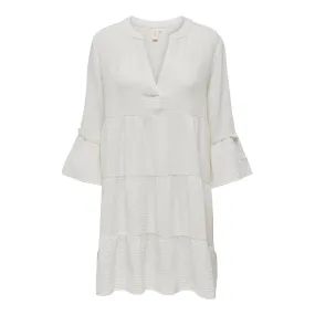 Robe courte manches 3/4 blanc en coton bio Ruby | 3 Suisses