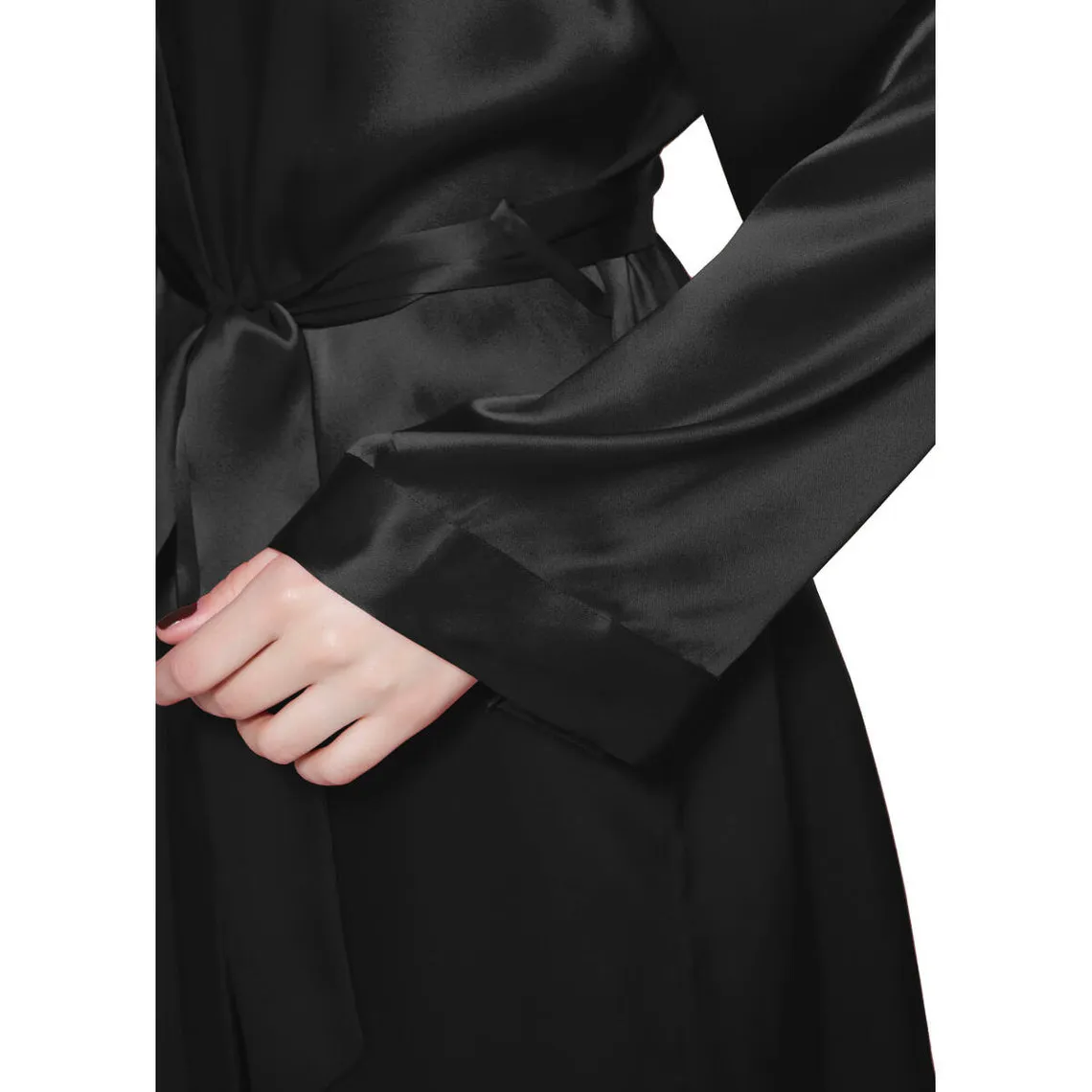 Robe De Chambre Mi longueur 100% Soie Naturelle Classique noir | 3 Suisses