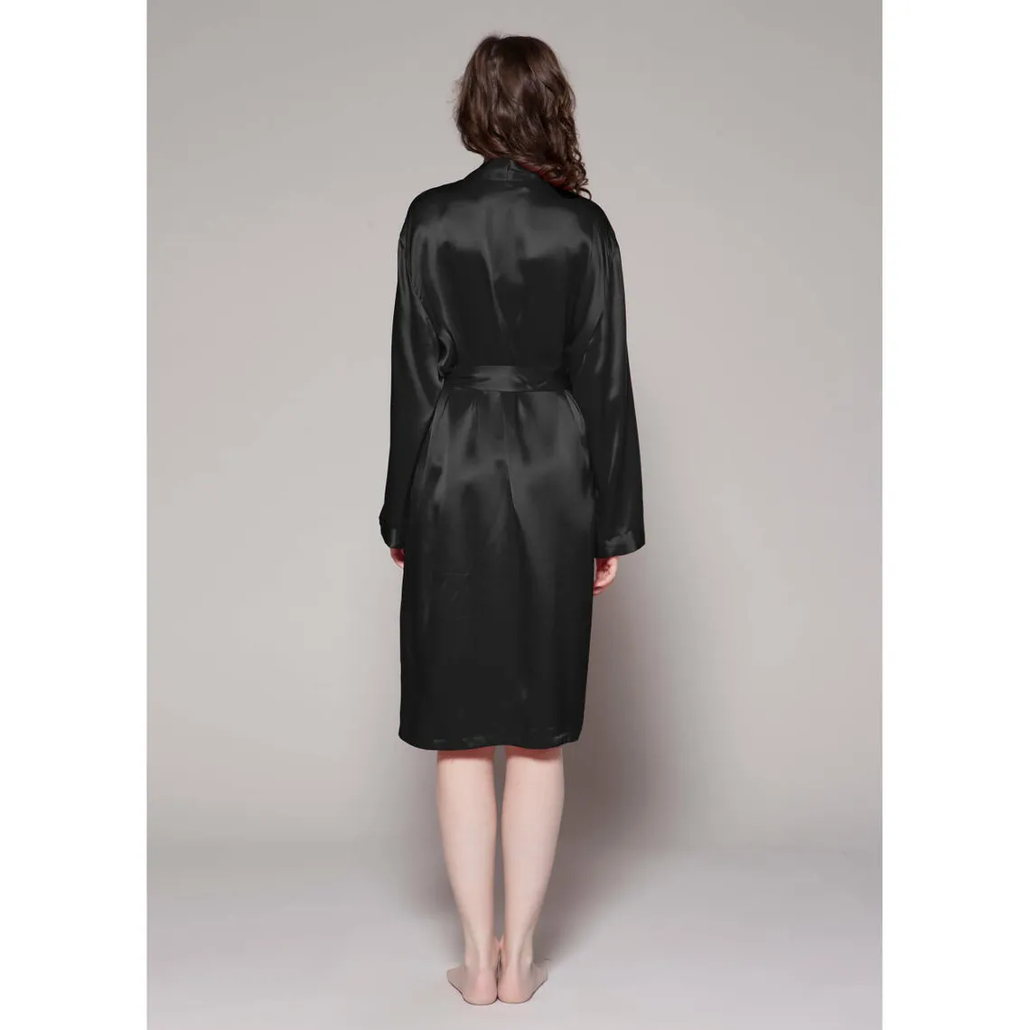 Robe De Chambre Mi longueur 100% Soie Naturelle Classique noir | 3 Suisses