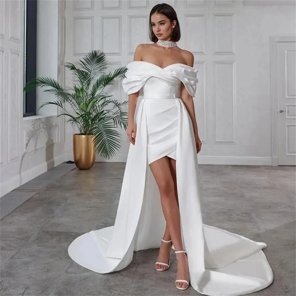 Robe De Mariée Courte Détachable Blanche