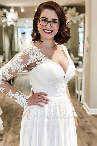 Robe de mariée Simple Manche Longue Fermeture éclair Printemps Longue