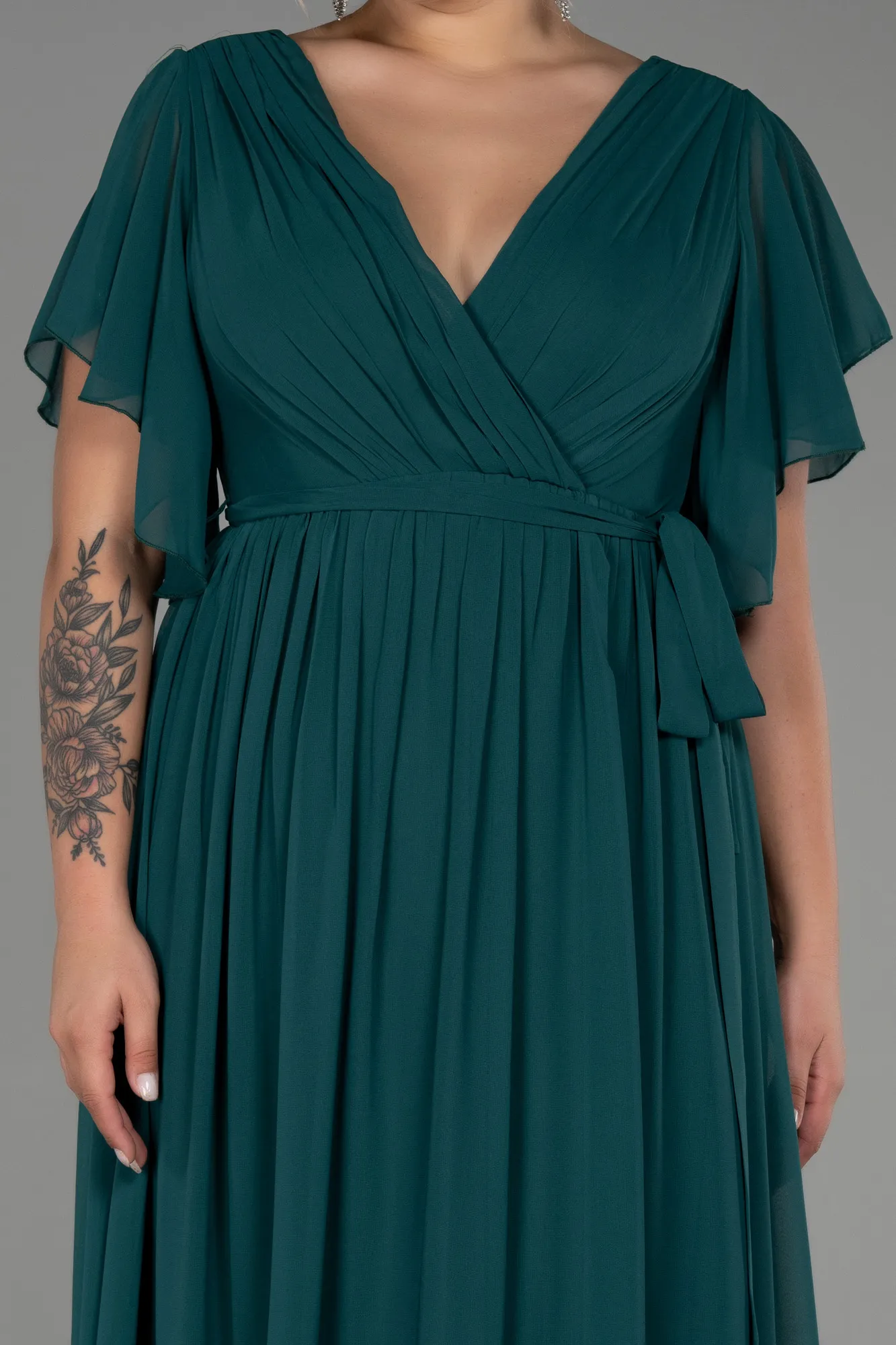 Robe de Soirée Grande Taille Longue Mousseline Noir ABU3276