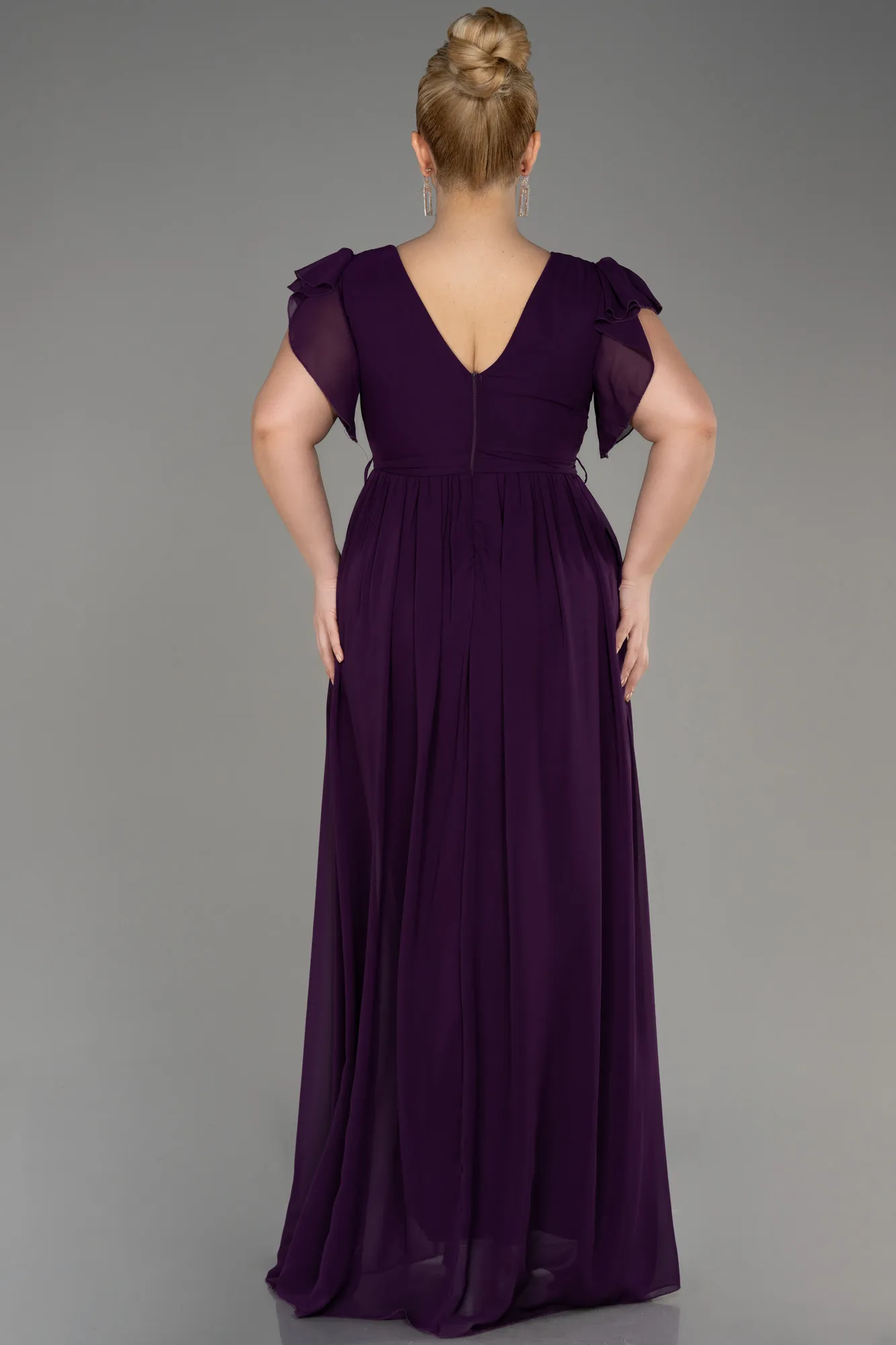 Robe de Soirée Grande Taille Longue Mousseline Noir ABU3276