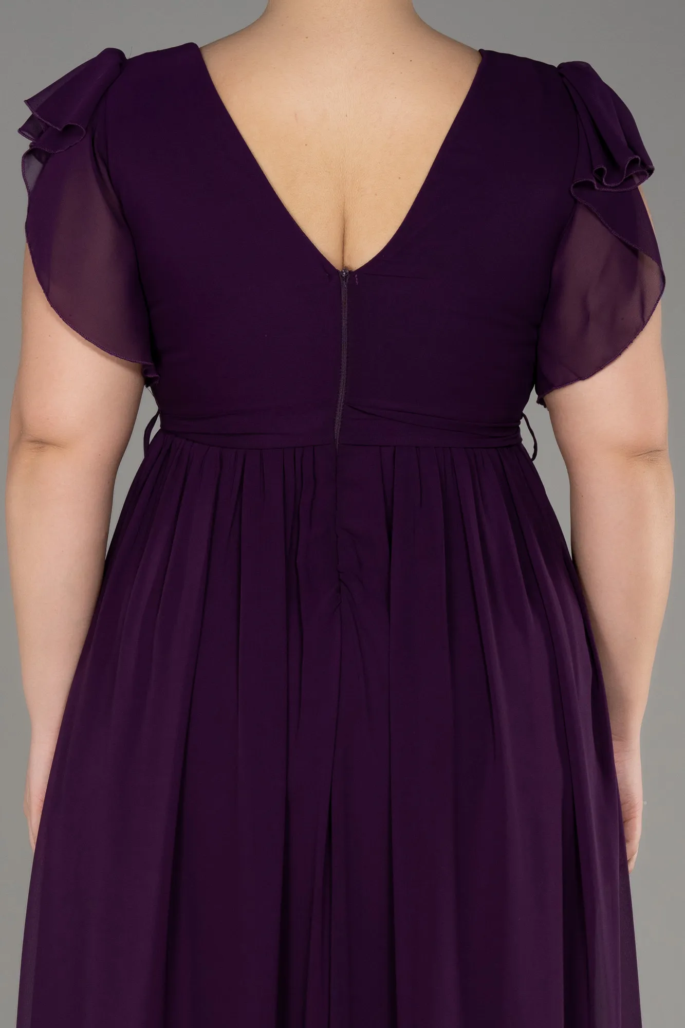 Robe de Soirée Grande Taille Longue Mousseline Noir ABU3276