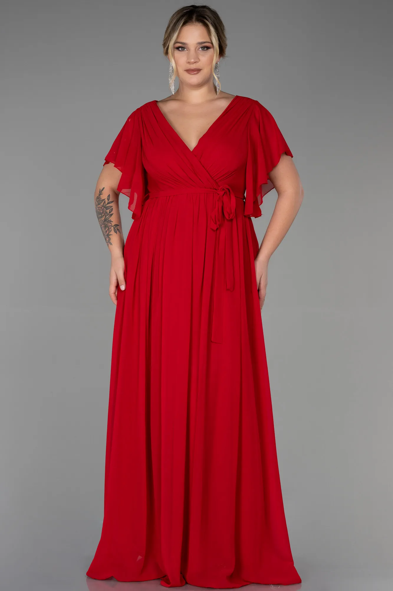 Robe de Soirée Grande Taille Longue Mousseline Noir ABU3276