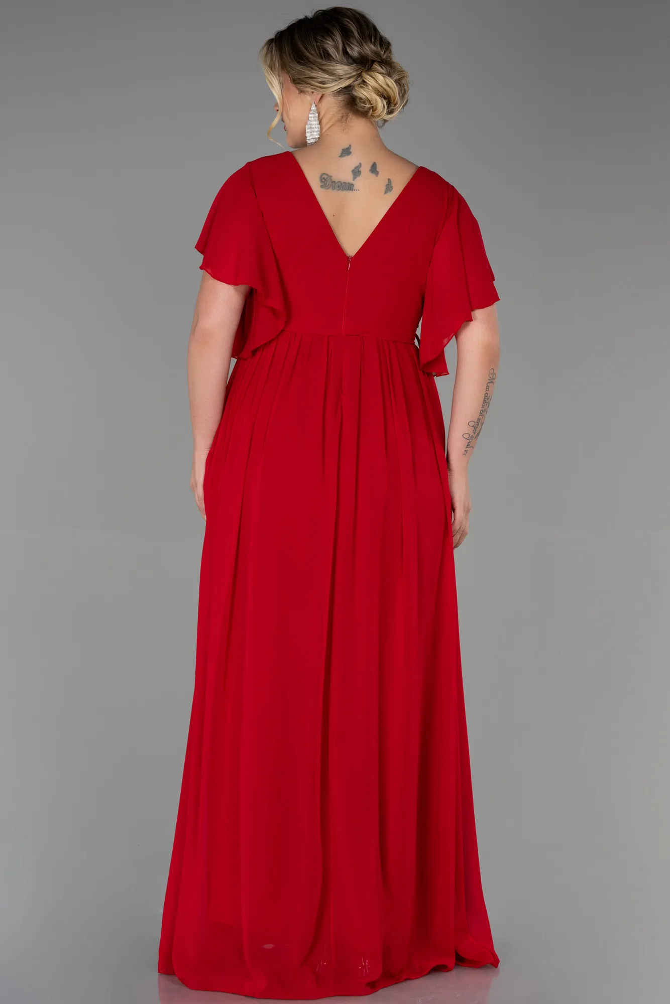 Robe de Soirée Grande Taille Longue Mousseline Noir ABU3276