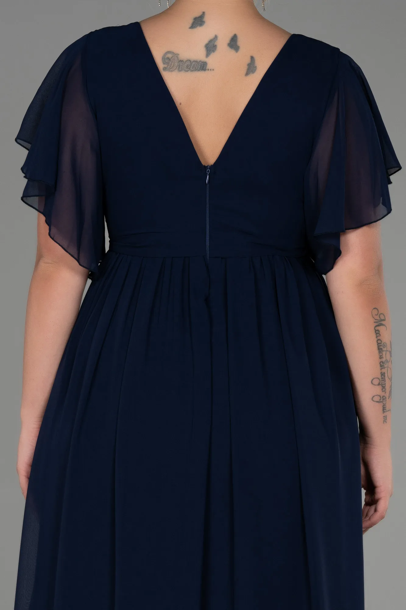 Robe de Soirée Grande Taille Longue Mousseline Noir ABU3276