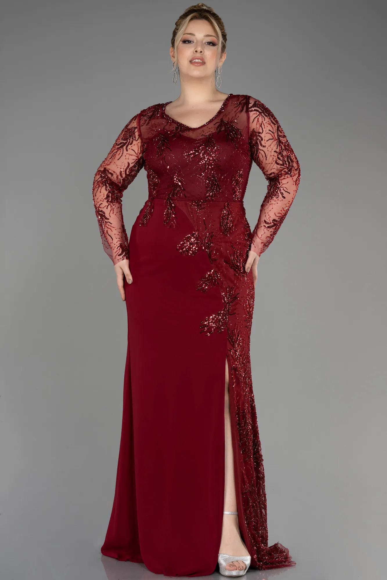 Robe de Soirée Grande Taille Longue Mousseline Noir ABU3843