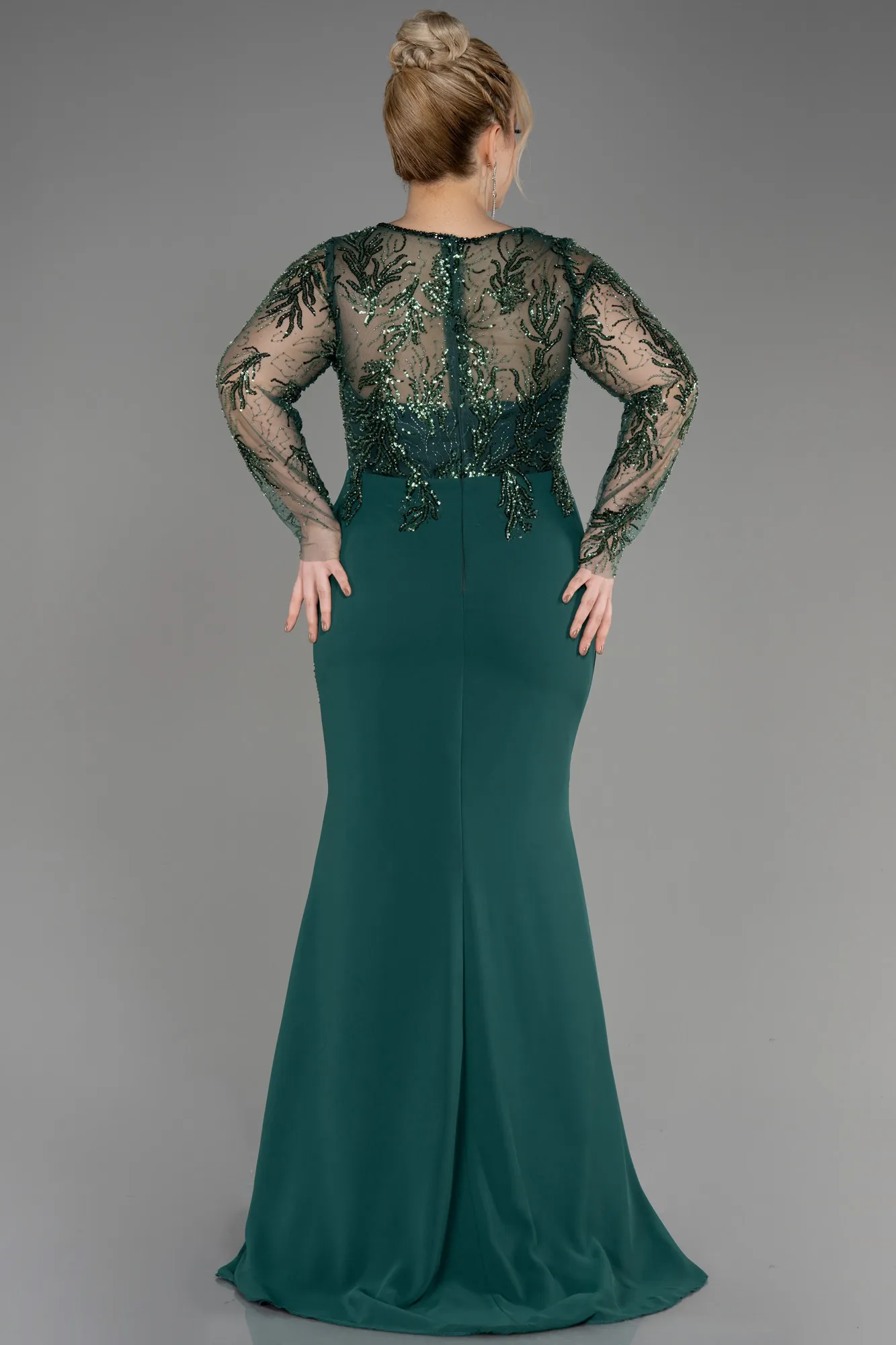 Robe de Soirée Grande Taille Longue Mousseline Noir ABU3843