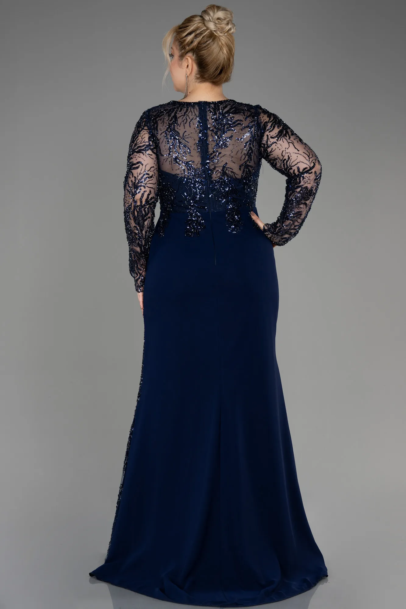 Robe de Soirée Grande Taille Longue Mousseline Noir ABU3843