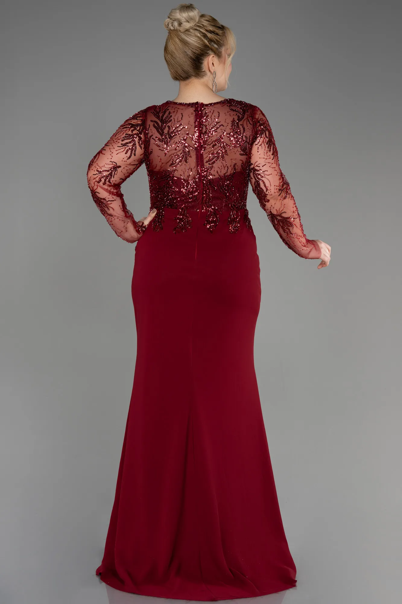 Robe de Soirée Grande Taille Longue Mousseline Noir ABU3843