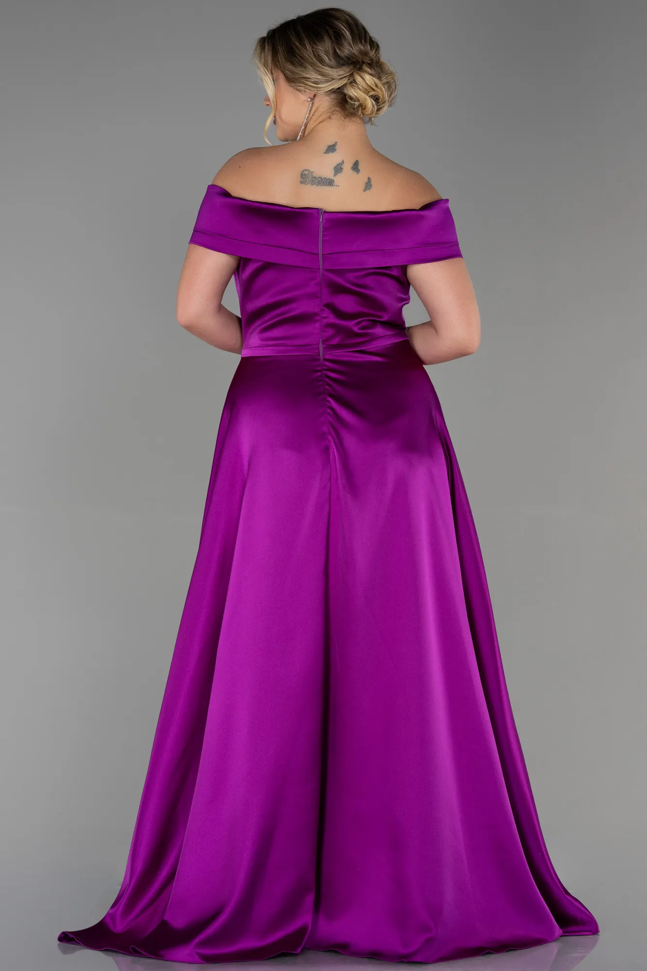 Robe De Soirée Grande Taille Satin Longue Émeraude ABU2355