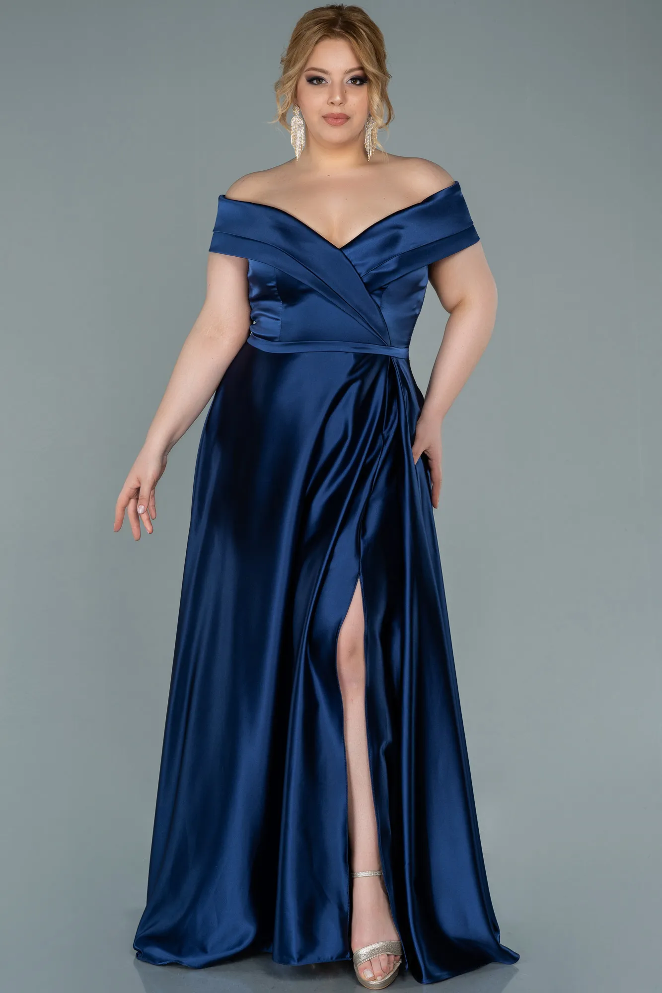 Robe De Soirée Grande Taille Satin Longue Émeraude ABU2355