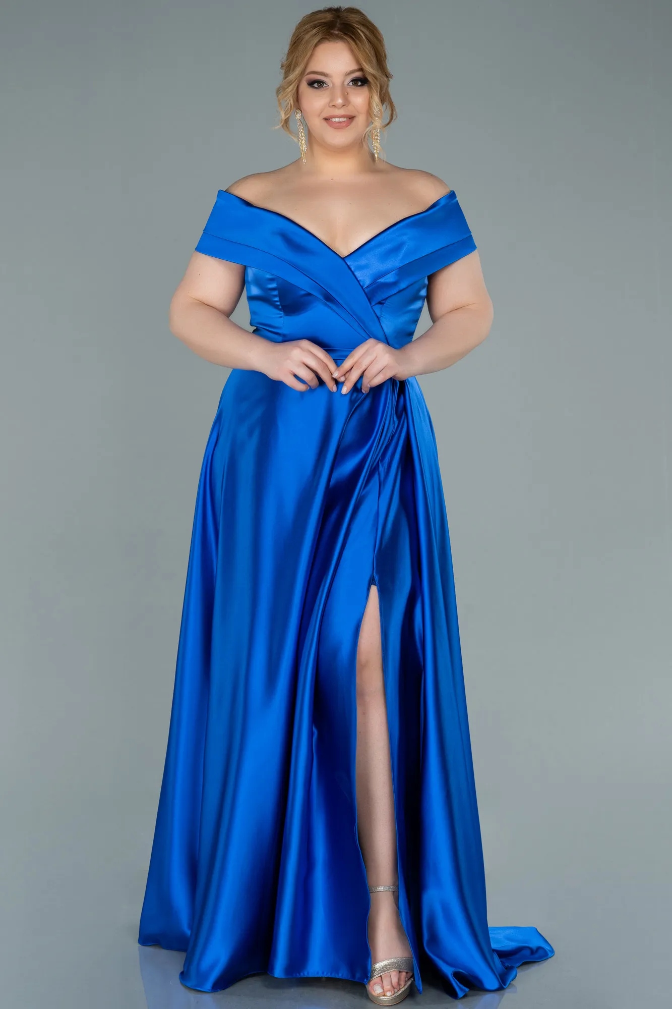 Robe De Soirée Grande Taille Satin Longue Émeraude ABU2355