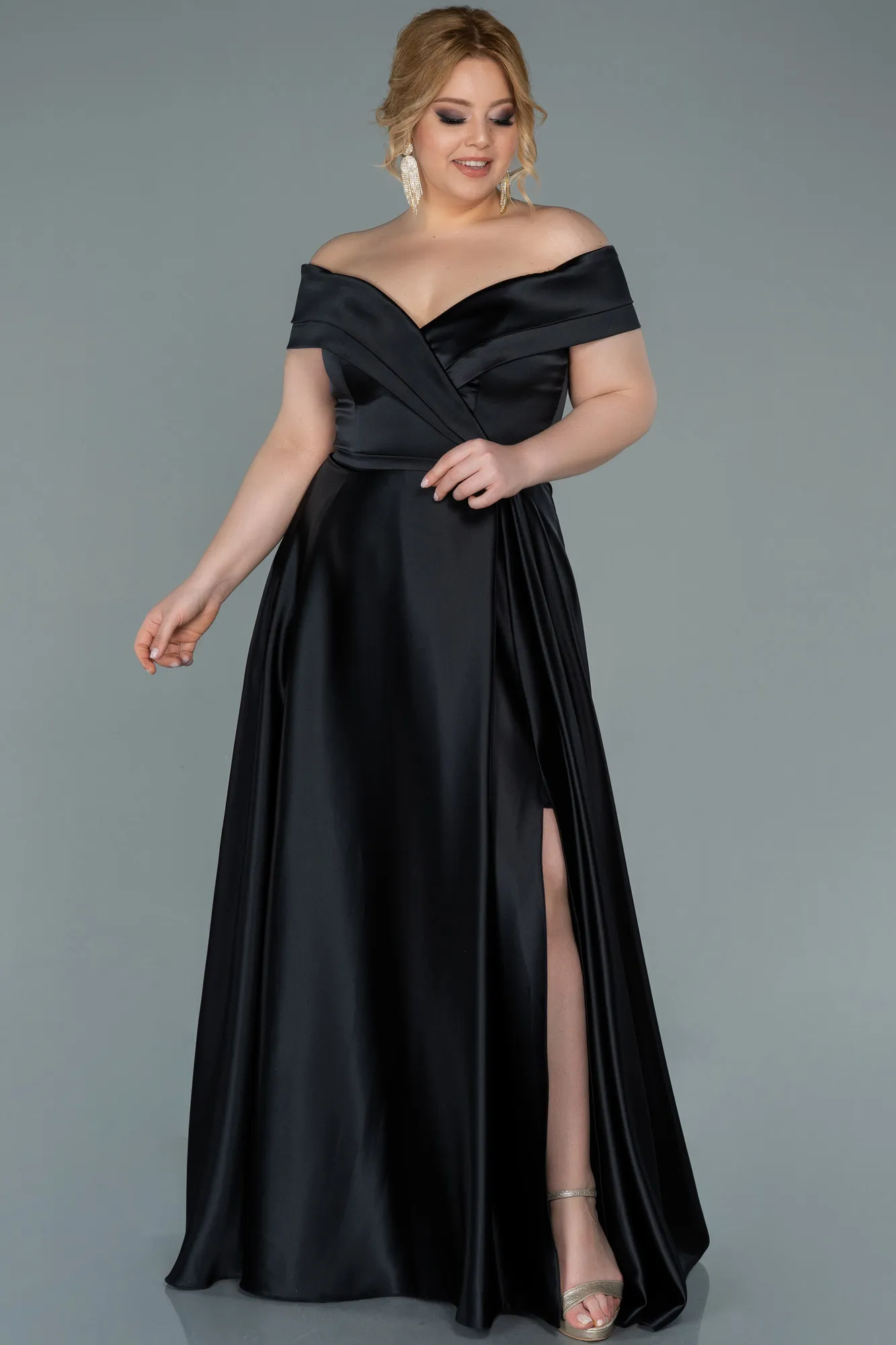 Robe De Soirée Grande Taille Satin Longue Émeraude ABU2355