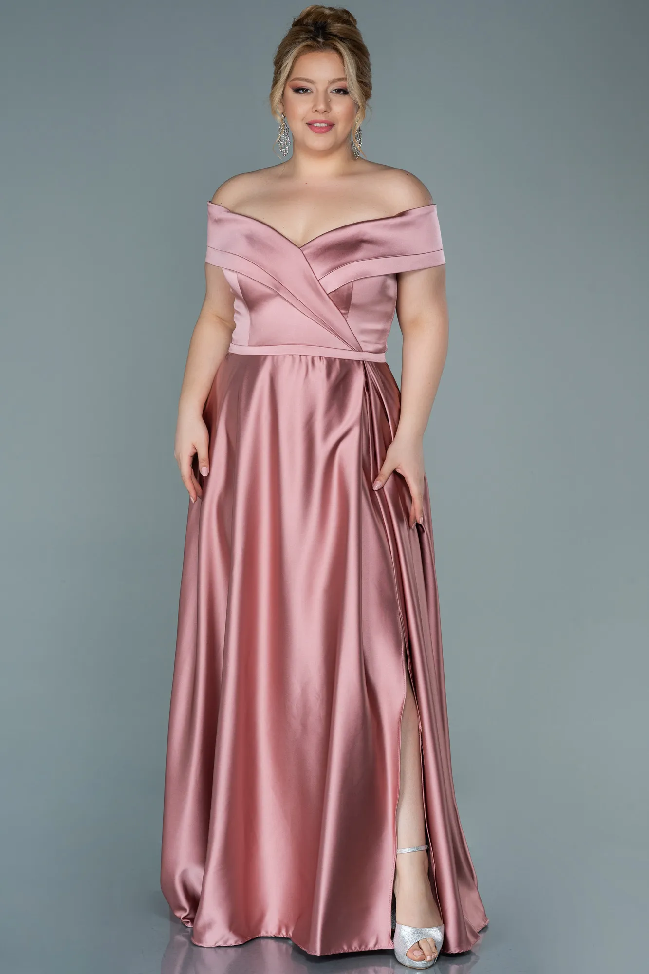 Robe De Soirée Grande Taille Satin Longue Émeraude ABU2355