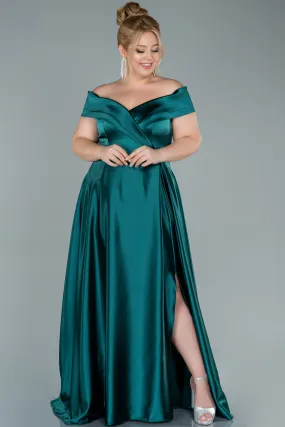 Robe De Soirée Grande Taille Satin Longue Émeraude ABU2355