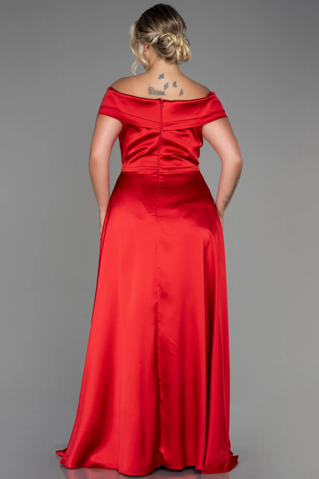 Robe De Soirée Grande Taille Satin Longue Émeraude ABU2355