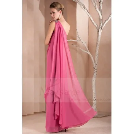 Robe de soirée longue Indonésie rose gourmand en mousseline