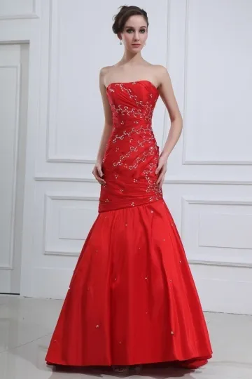 Robe de soirée sirène rouge longue bustier paillettée jupe trompette - Robedesoireelongue.fr