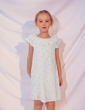 Robe écrue gaze de coton brodée fille