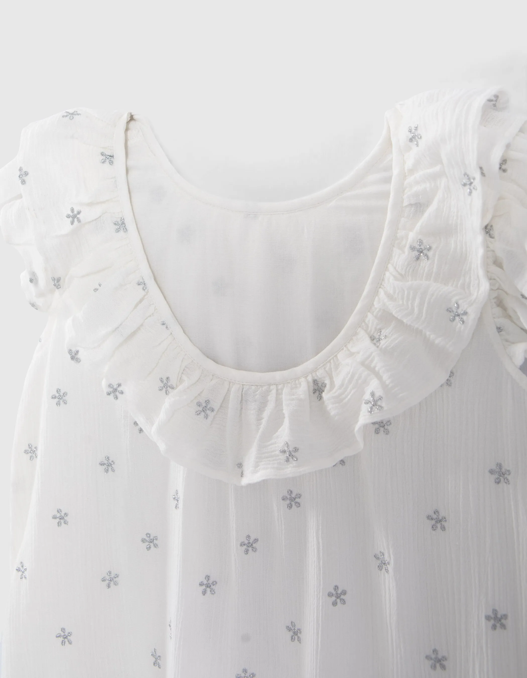 Robe écrue gaze de coton brodée fille