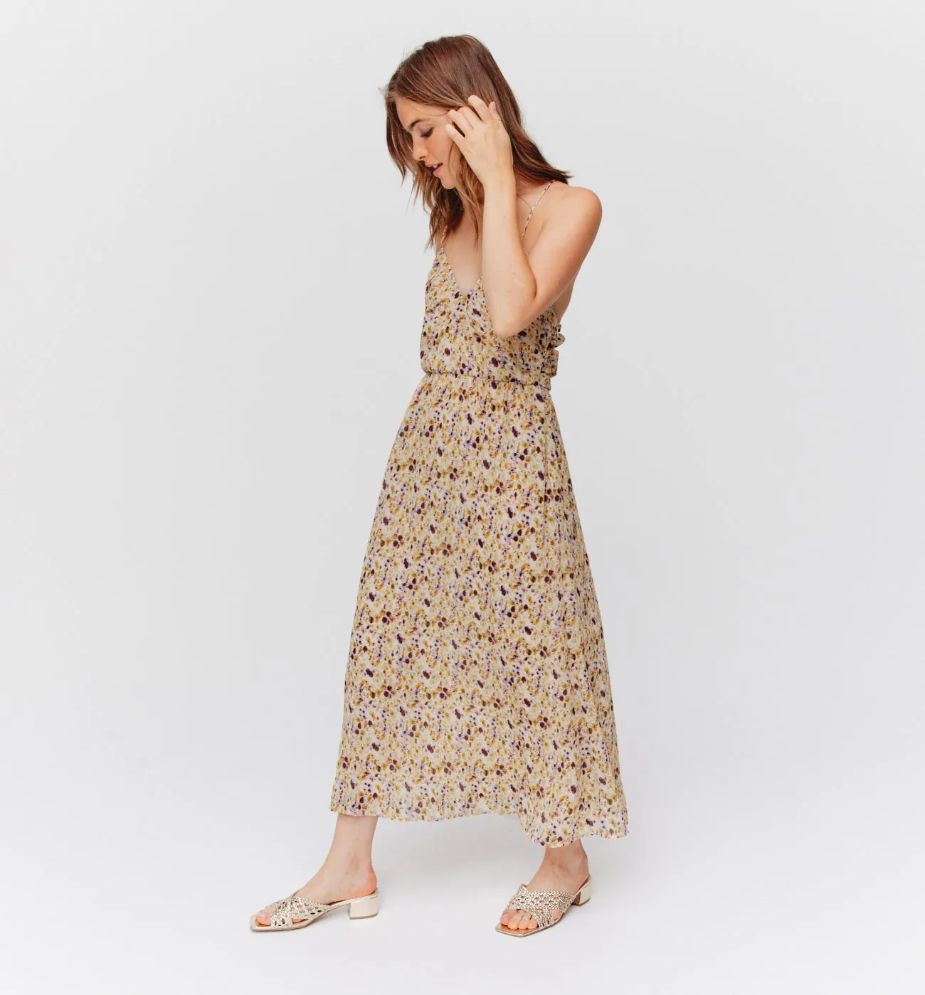 Robe en voile imprimé Femme - Imprimé écru