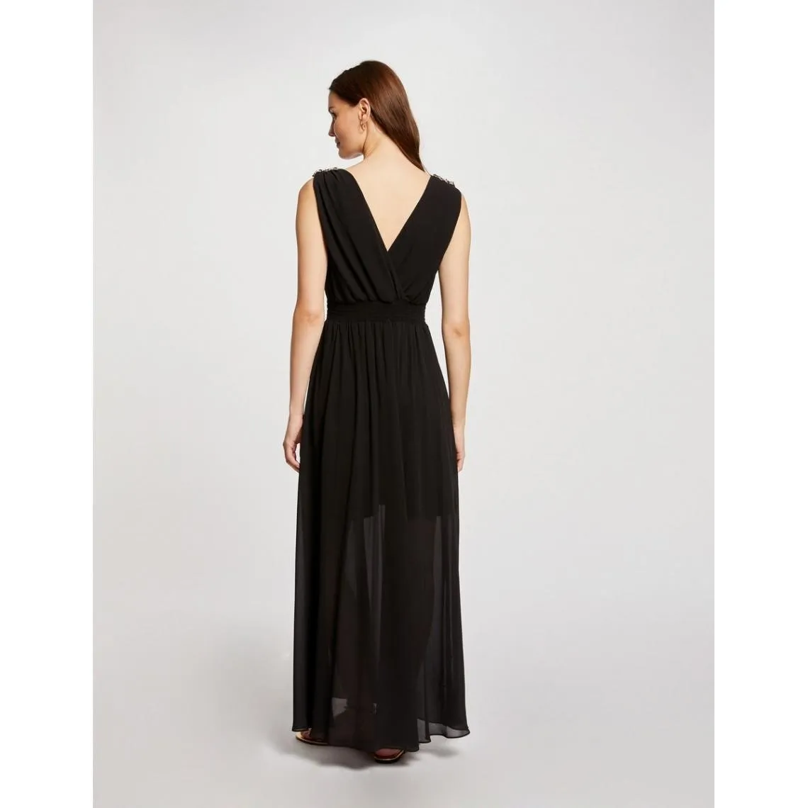 Robe longue cintrée dos en V noir | 3 Suisses