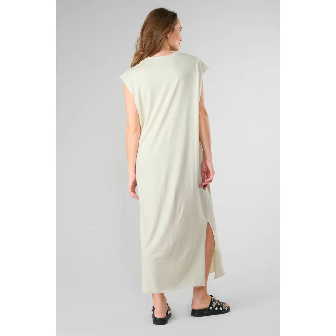 Robe longue droite IXORA crème en coton | 3 Suisses