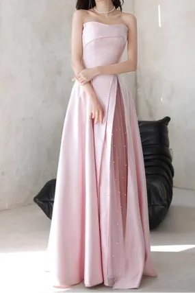 Robe longue rose perle bi matière