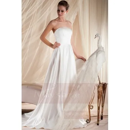 robe mariage bustier simple blanche en satin pas cher