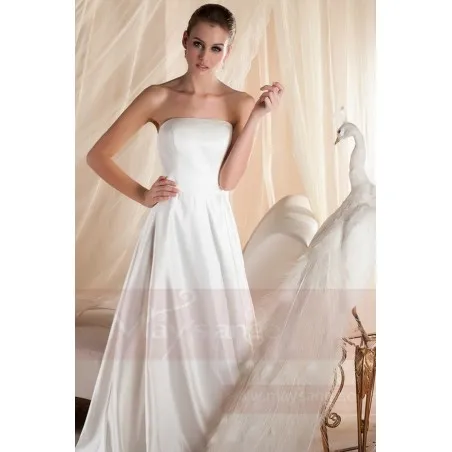 robe mariage bustier simple blanche en satin pas cher